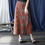 Floral Cotton-Linen Cheongsam Skirt