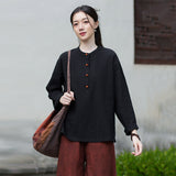 Pearl Linen Color Loose Cheongsam Top