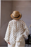Lavender Black Rice Polka Dot Silk Cheongsam