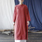 Elegance Cotton-Linen Vintage Cheongsam Dress