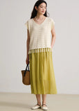 Lotus A-Line Ramie Cheongsam Skirt