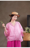 Juliana Crabapple Pink Cotton Cheongsam Shirt
