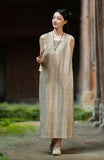 Willa Cotton-Linen Dirty Dye Cheongsam Dress