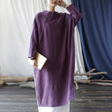 Elegance Cotton-Linen Vintage Cheongsam Dress