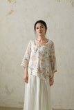 Seraphina Pink Floral Ramie Cheongsam Shirt