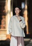 Priscilla Linen Caramel Vintage Cheongsam Top