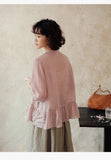 Magdalena Ramie Ruffled Hem Cheongsam Top