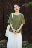Nerissa Cotton-Ramie Tie-Dye Cheongsam Top