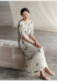 Delilah Floral Suede Cheongsam Dress
