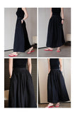 Vita Linen Black A-Line Cheongsam Skirt