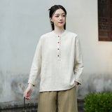 Pearl Linen Color Loose Cheongsam Top