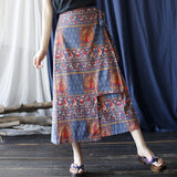 Floral Cotton-Linen Cheongsam Skirt
