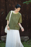 Nerissa Cotton-Ramie Tie-Dye Cheongsam Top