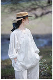 Bellatrix Light Linen White Cheongsam Top