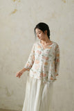 Seraphina Pink Floral Ramie Cheongsam Shirt