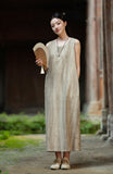 Willa Cotton-Linen Dirty Dye Cheongsam Dress