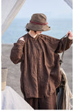 Kaia Linen Smoky Tea Brown Cheongsam Top