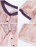 Venetia Purple Rice Flower Embroidered Cheongsam Top