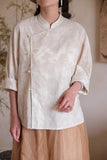 Sara Jacquard Cotton-Linen Cheongsam Top
