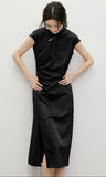 Yuan Sheer Modern Lavender Cheongsam Qipao Dress