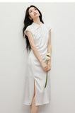 Yuan Sheer Modern Lavender Cheongsam Qipao Dress