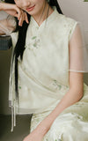 Raya Early Green Flower Cheongsam Top