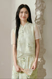 Raya Early Green Flower Cheongsam Top