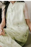 Raya Early Green Flower Cheongsam Top