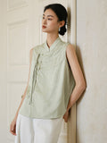 Poinsettia Elevated Stand Collar Cheongsam Qipao Vest Frog Buttons
