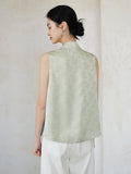 Poinsettia Elevated Stand Collar Cheongsam Qipao Vest Frog Buttons