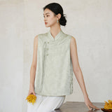 Poinsettia Elevated Stand Collar Cheongsam Qipao Vest Frog Buttons