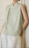 Poinsettia Elevated Stand Collar Cheongsam Qipao Vest Frog Buttons