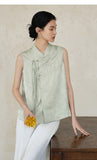 Poinsettia Elevated Stand Collar Cheongsam Qipao Vest Frog Buttons