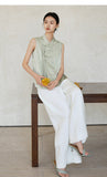 Poinsettia Elevated Stand Collar Cheongsam Qipao Vest Frog Buttons