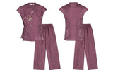 Imogen 2-Piece Plum Purple Khaki Cheongsam Set