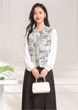 Calliope Gray Black Jacquard Cheongsam Top