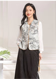 Calliope Gray Black Jacquard Cheongsam Top