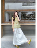 Canvas 2-Piece Printed Top Satin Cheongsam