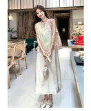 Iolanda 2-Piece Printed Vest Cheongsam Set