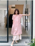 Thora Pink Faux Two-Piece Cheongsam Dress