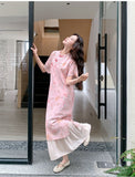 Thora Pink Faux Two-Piece Cheongsam Dress