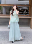 Ingrid 2-Piece Green Embroidered Cheongsam Set