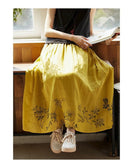 Marcella Hand-Painted Ramie Long Cheongsam Skirt