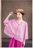 Juliana Crabapple Pink Cotton Cheongsam Shirt