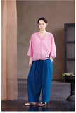 Juliana Crabapple Pink Cotton Cheongsam Shirt