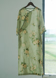 Slanted lapel print Zen clear Cheongsam