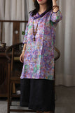 Simple hand-embroidered V-neck ramie cheongsam Top