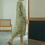 Printed Slanted Double Layer Loose Qipao Cheongsam