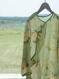 Slanted lapel print Zen clear Cheongsam