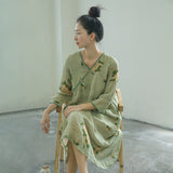 Printed Slanted Double Layer Loose Qipao Cheongsam